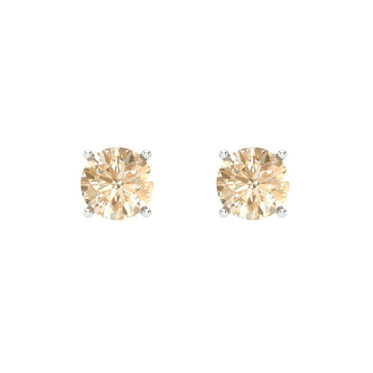 0.2 ctw Morganite Studs Earrings | 3.0mm Round Cut White Gold Screw back | February Birthstone