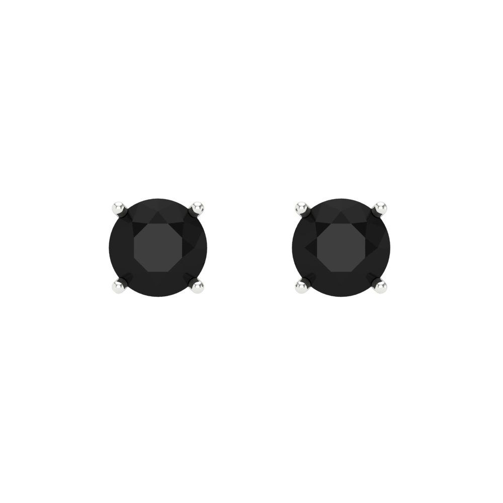 0.2 ctw Onyx Studs Earrings | 3.0mm Round Cut White Gold Screw back | July Birthstone
