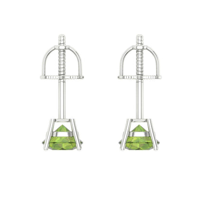 0.2 ctw Peridot Studs Earrings | 3.0mm Round Cut White Gold Screw back | August Birthstone