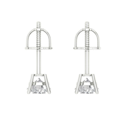 0.2 ctw Moissanite Studs Earrings | 3.0mm Round Cut White Gold Screw back | April Birthstone