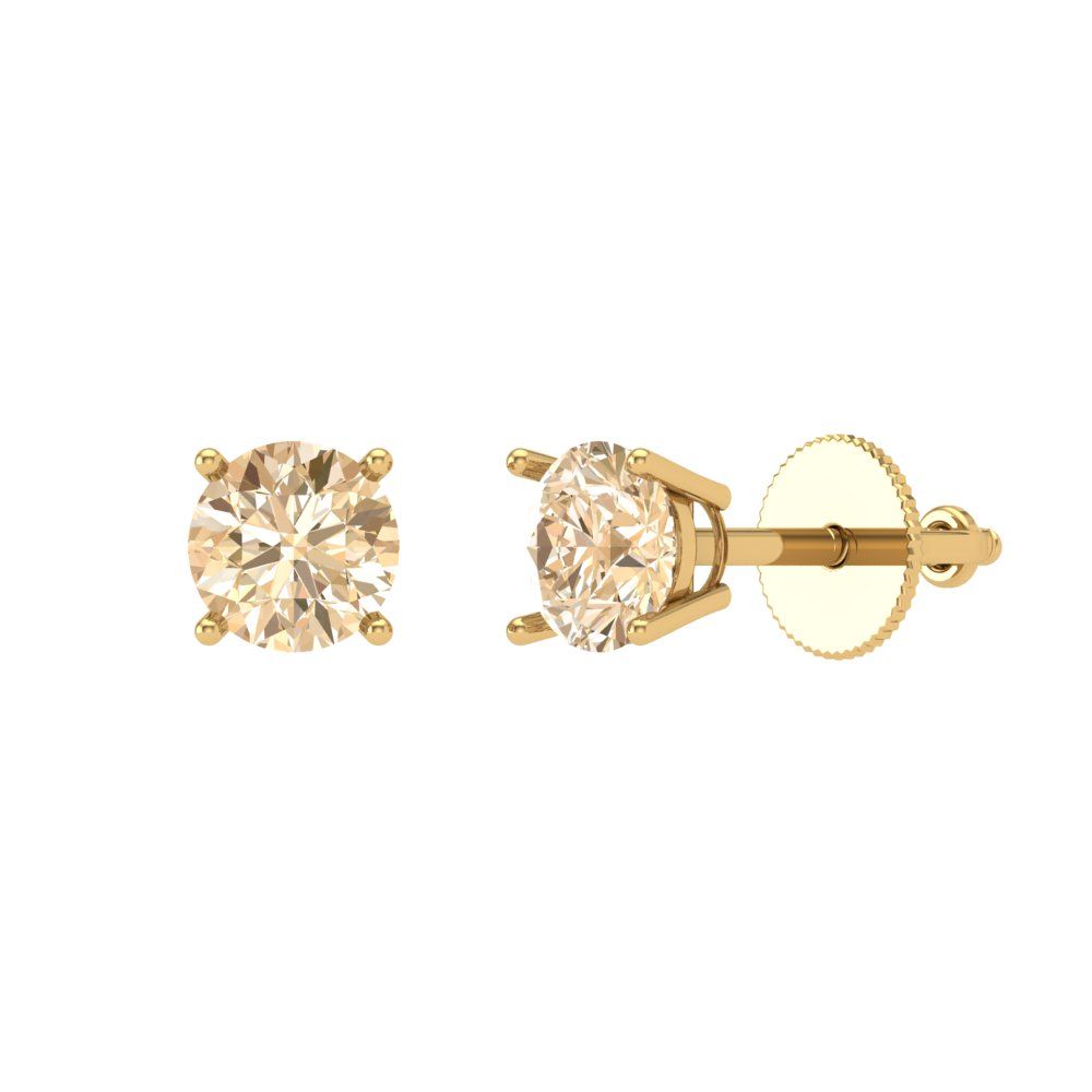 0.2 ctw Morganite Studs Earrings | 3.0mm Round Cut White Gold Screw back | February Birthstone