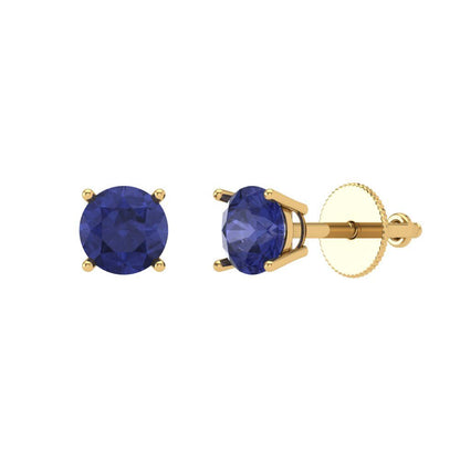 0.2 ctw Tanzanite Studs Earrings | 3.0mm Round Cut White Gold Screw back | December Birthstone