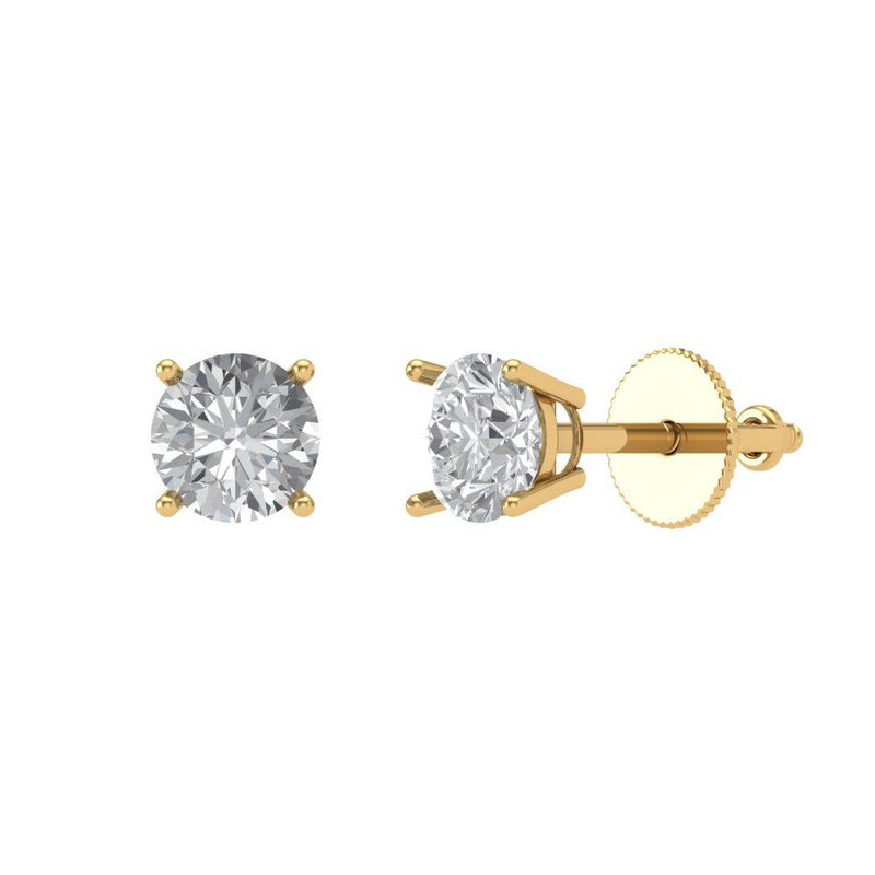 0.2 ct Brilliant Round Cut Solitaire Studs Natural Diamond Stone Clarity SI1-2 Color G-H Yellow Gold Earrings Screw back