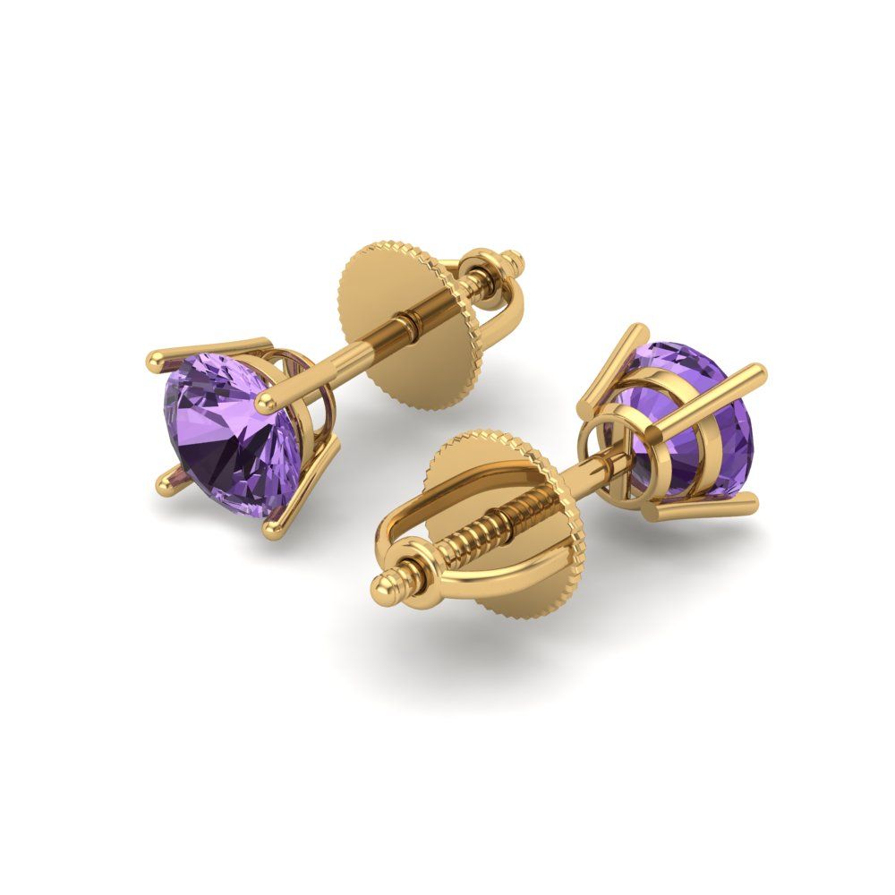 0.2cttw Alexandrite Gold-Plated 925 Silver Screw Back Stud Earrings
