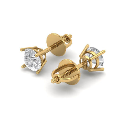0.2 ctw Moissanite Studs Earrings | 3.0mm Round Cut White Gold Screw back | April Birthstone