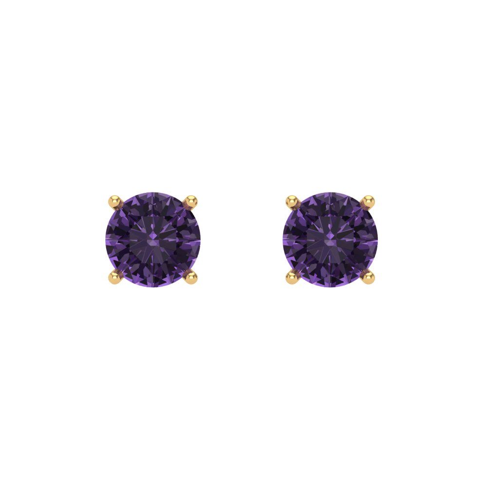 0.2 ctw Alexandrite Studs Earrings | 3.0mm Round Cut White Gold Screw back | June Birthstone