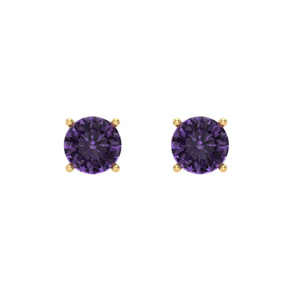 0.2 ctw Alexandrite Studs Earrings | 3.0mm Round Cut White Gold Screw back | June Birthstone