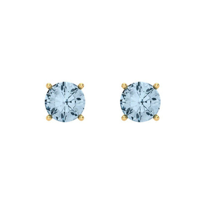 0.2 ctw Aquamarine Studs Earrings | 3.0mm Round Cut White Gold Screw back | March Birthstone