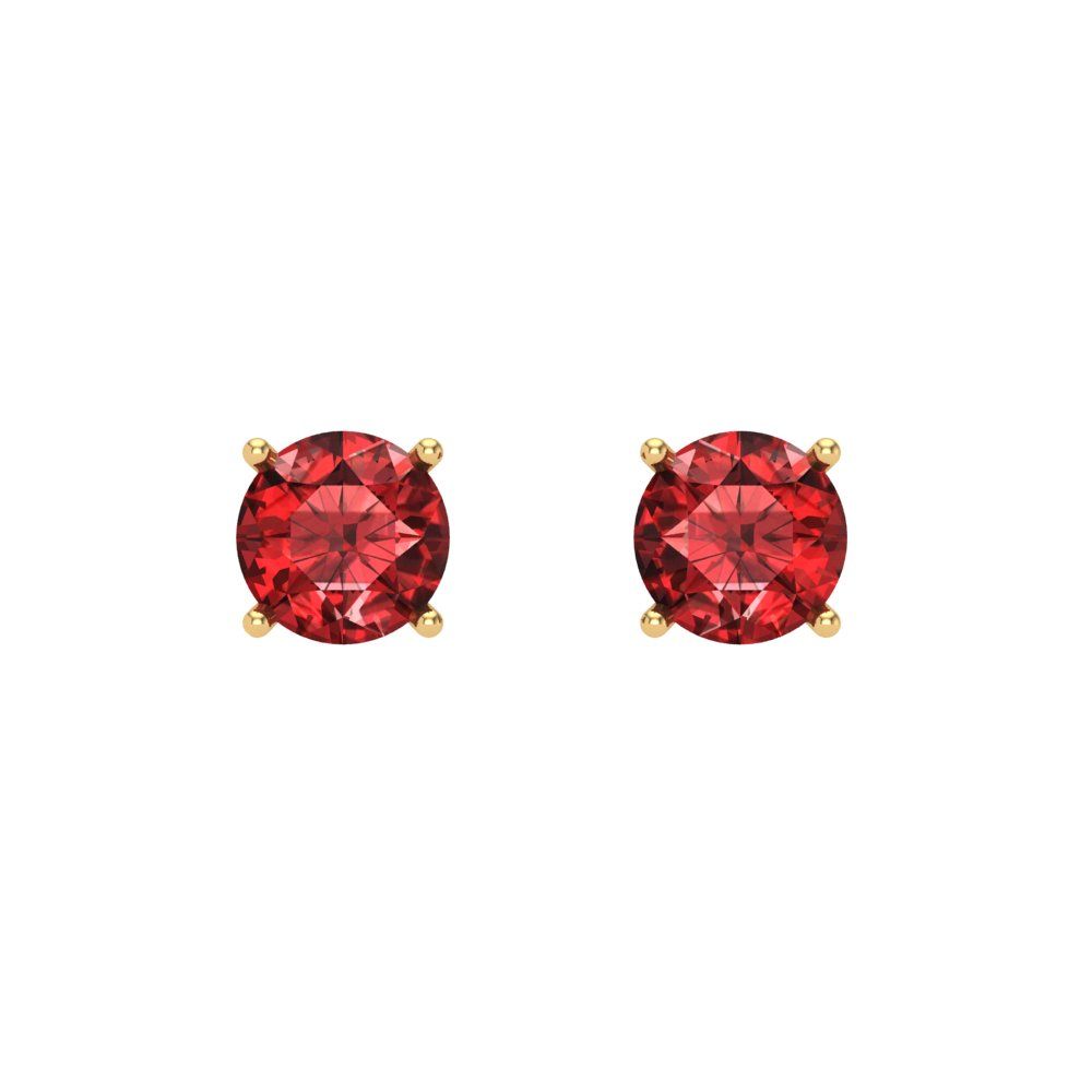 0.2 ctw Garnet Studs Earrings | 3.0mm Round Cut White Gold Screw back | January Birthstone