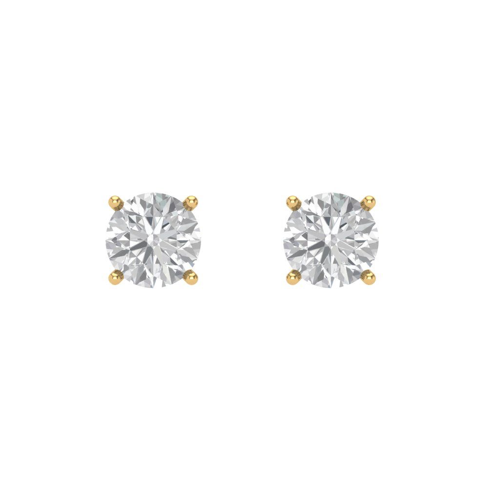0.2 ctw Moissanite Studs Earrings | 3.0mm Round Cut White Gold Screw back | April Birthstone