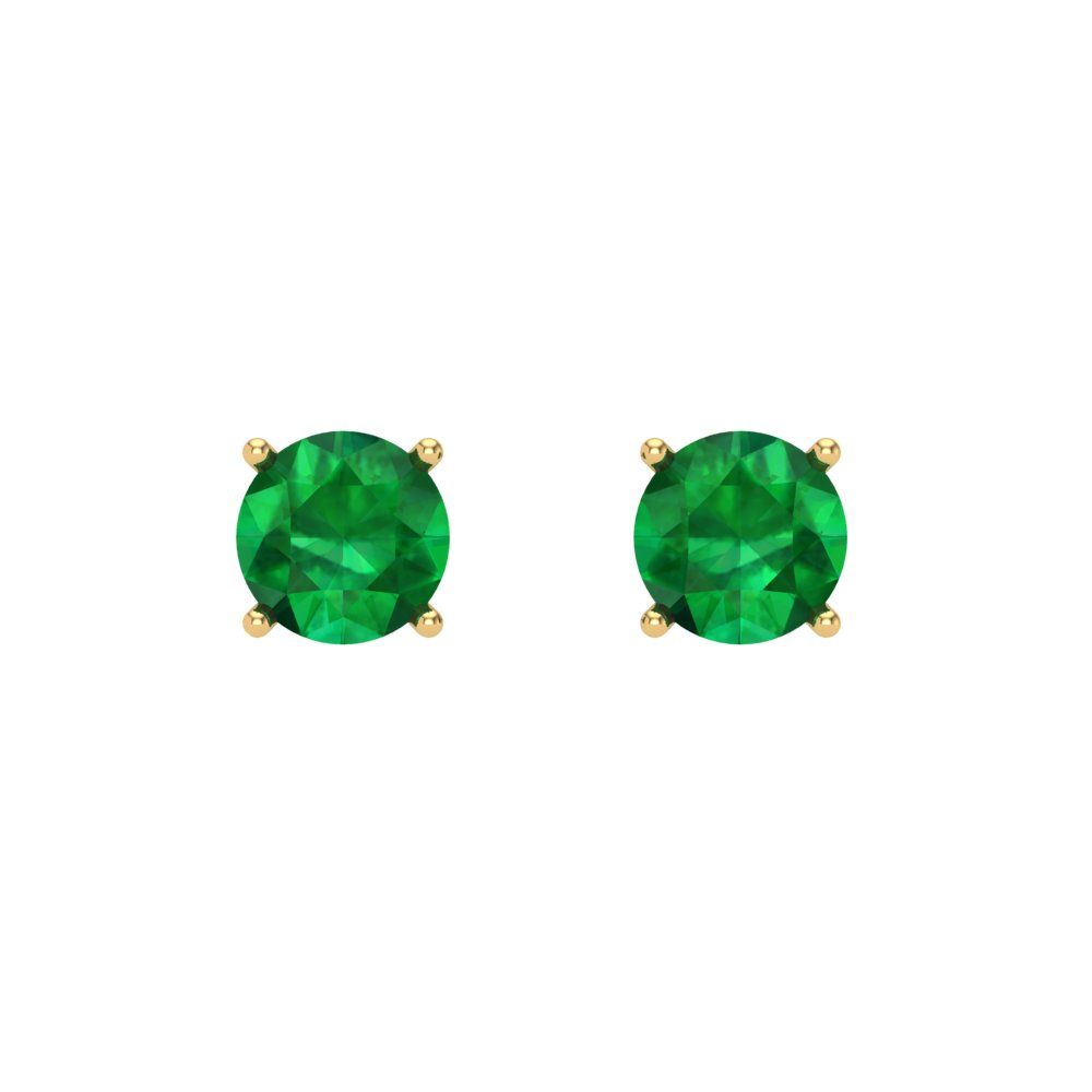 0.2 ctw Emerald Studs Earrings | 3.0mm Round Cut White Gold Screw back | May Birthstone