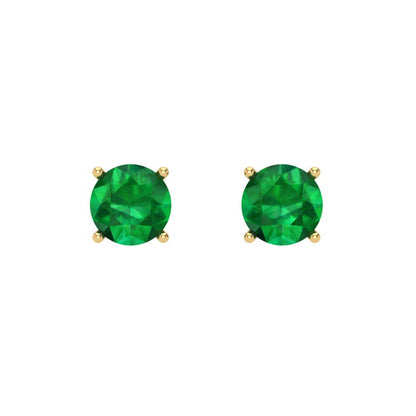 0.2 ctw Emerald Studs Earrings | 3.0mm Round Cut White Gold Screw back | May Birthstone
