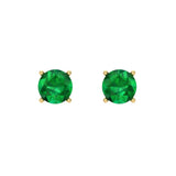 0.2 ct Brilliant Round Cut Solitaire Studs Simulated Emerald Stone Yellow Gold Earrings Screw back
