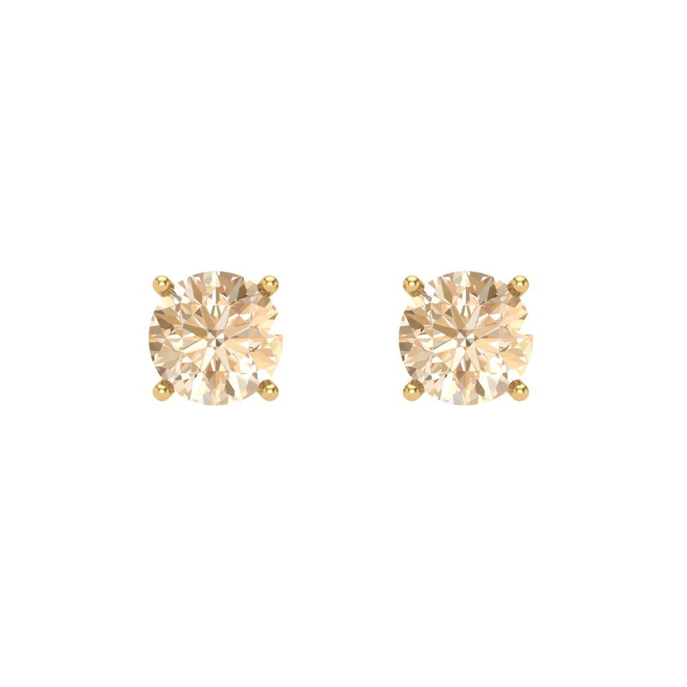 0.2 ctw Morganite Studs Earrings | 3.0mm Round Cut White Gold Screw back | February Birthstone