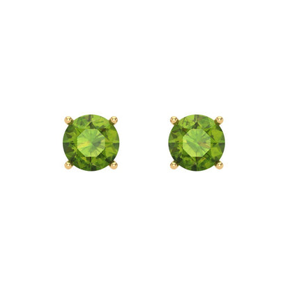 0.2 ctw Peridot Studs Earrings | 3.0mm Round Cut White Gold Screw back | August Birthstone