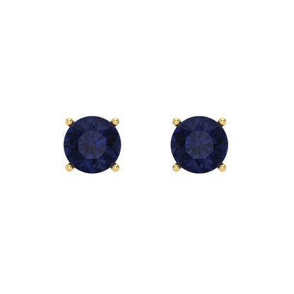 0.2 ctw Blue Sapphire Studs Earrings | 3.0mm Round Cut White Gold Screw back | September Birthstone