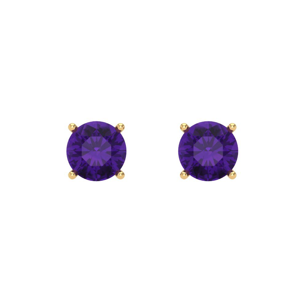 0.2 ctw Amethyst Studs Earrings | 3.0mm Round Cut White Gold Screw back | February Birthstone