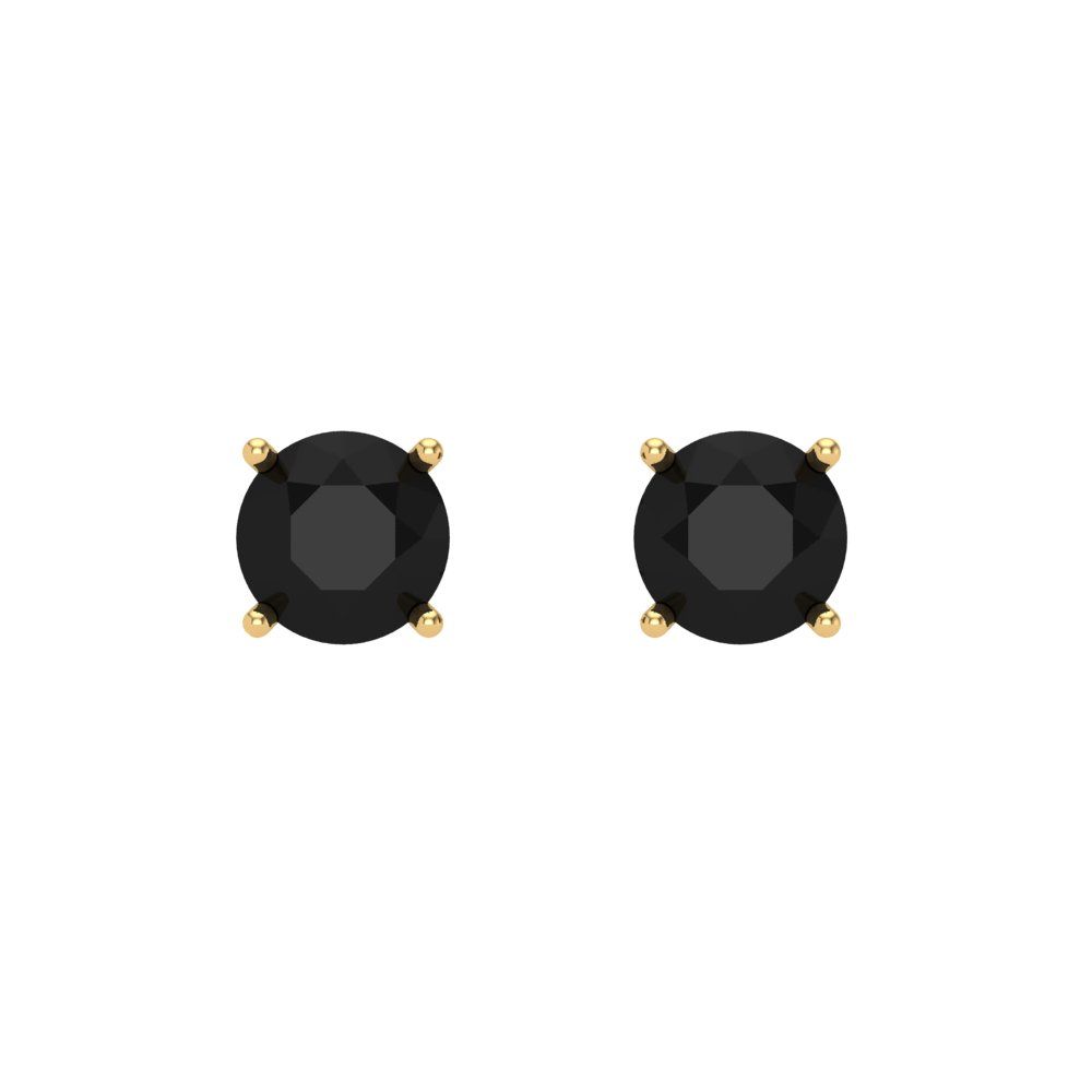 0.2 ctw Onyx Studs Earrings | 3.0mm Round Cut White Gold Screw back | July Birthstone