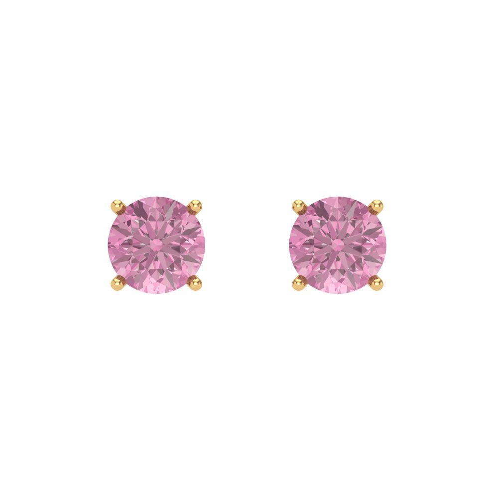 0.2 ctw Pink Zirconia Studs Earrings | 3.0mm Round Cut White Gold Screw back | April Birthstone