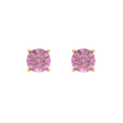 0.2 ctw Pink Zirconia Studs Earrings | 3.0mm Round Cut White Gold Screw back | April Birthstone