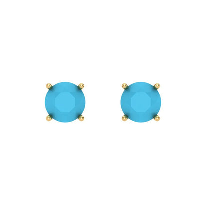 0.2 ctw Turquoise Studs Earrings | 3.0mm Round Cut White Gold Screw back | December Birthstone