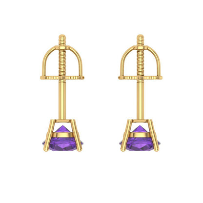 0.2cttw Amethyst Gold-Plated 925 Silver Screw Back Stud Earrings