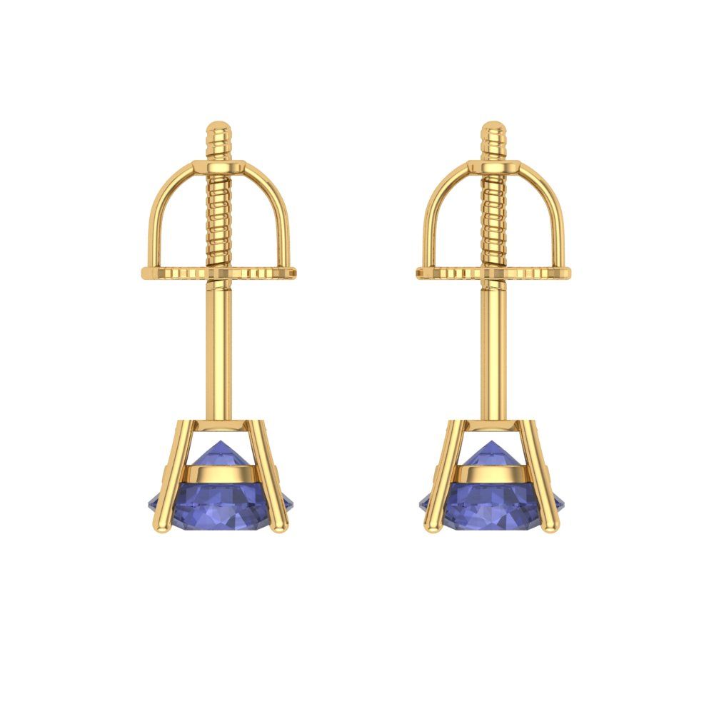 0.2 ctw Tanzanite Studs Earrings | 3.0mm Round Cut White Gold Screw back | December Birthstone