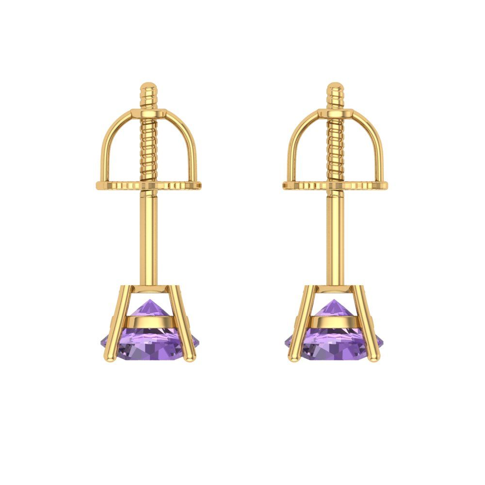 0.2cttw Alexandrite Gold-Plated 925 Silver Screw Back Stud Earrings