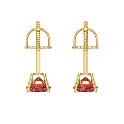 0.2 ctw Garnet Studs Earrings | 3.0mm Round Cut White Gold Screw back | January Birthstone