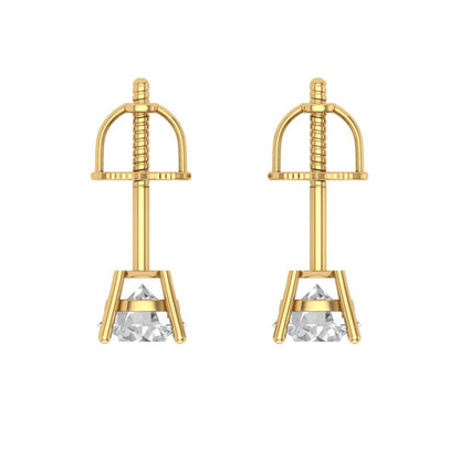 0.2 ctw Moissanite Studs Earrings | 3.0mm Round Cut White Gold Screw back | April Birthstone