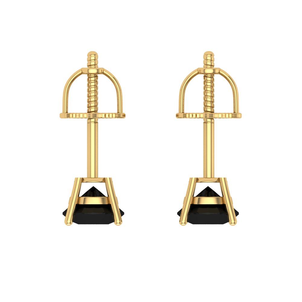 0.2 ctw Onyx Studs Earrings | 3.0mm Round Cut White Gold Screw back | July Birthstone