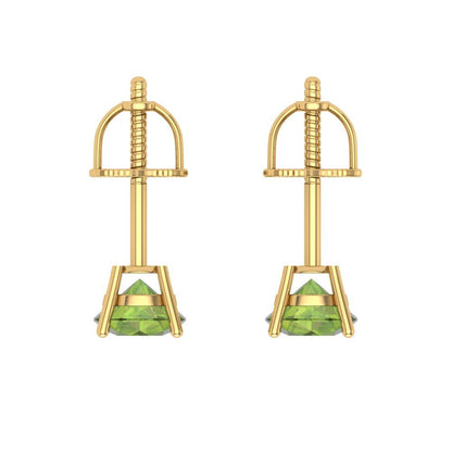 0.2 ctw Peridot Studs Earrings | 3.0mm Round Cut White Gold Screw back | August Birthstone