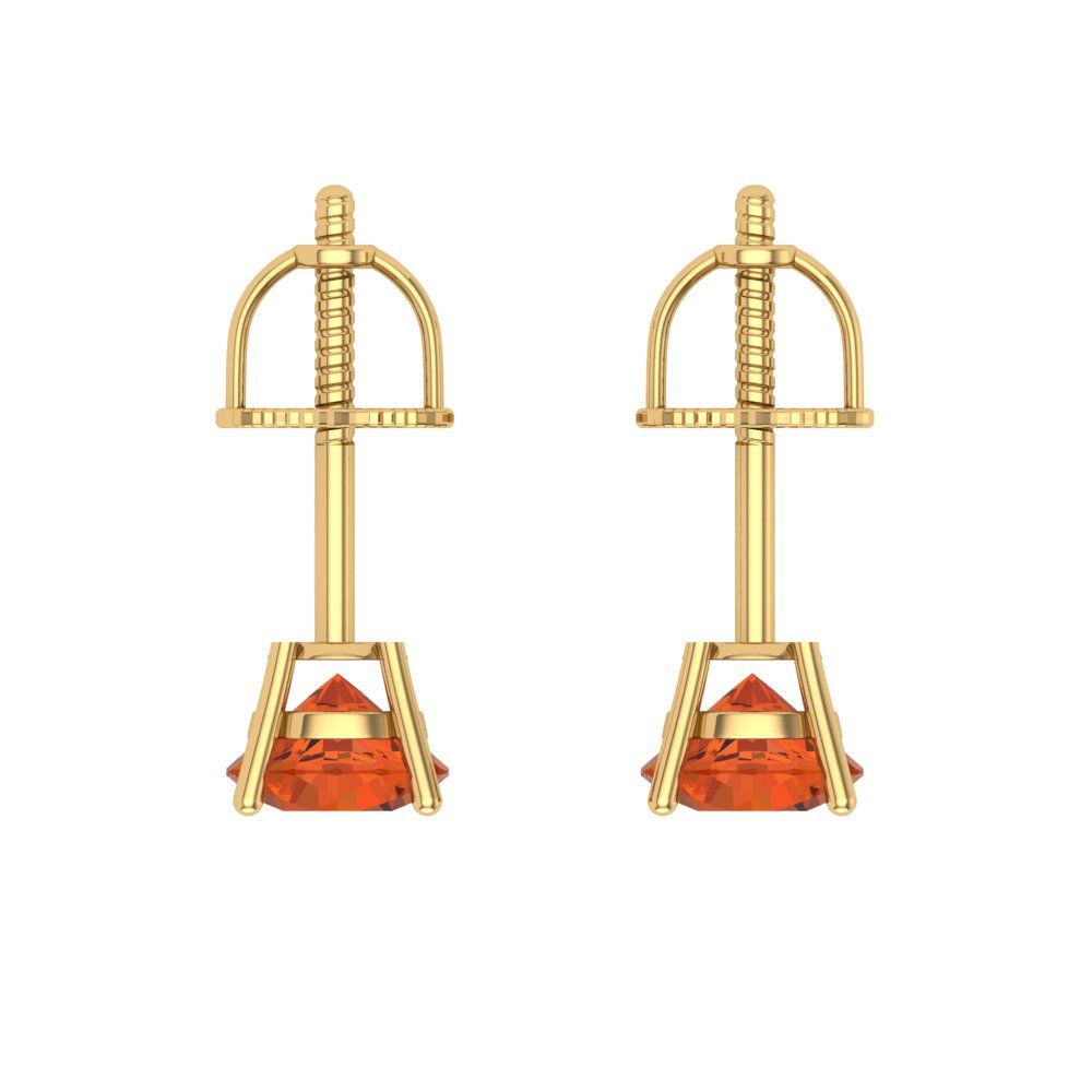 0.2 ctw Red Zirconia Studs Earrings | 3.0mm Round Cut White Gold Screw back | April Birthstone