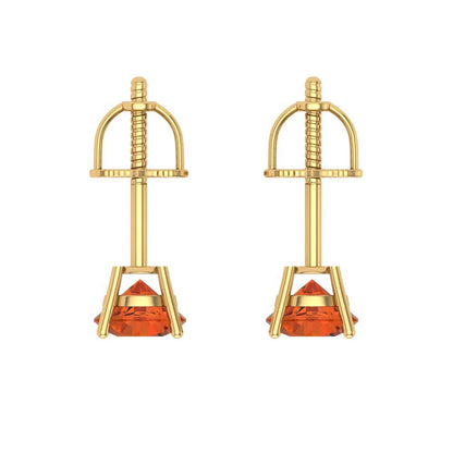 0.2 ctw Red Zirconia Studs Earrings | 3.0mm Round Cut White Gold Screw back | April Birthstone