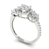 1.79 ct Brilliant Round Cut Natural Diamond Stone Clarity SI1-2 Color G-H White Gold Halo Three-Stone Ring