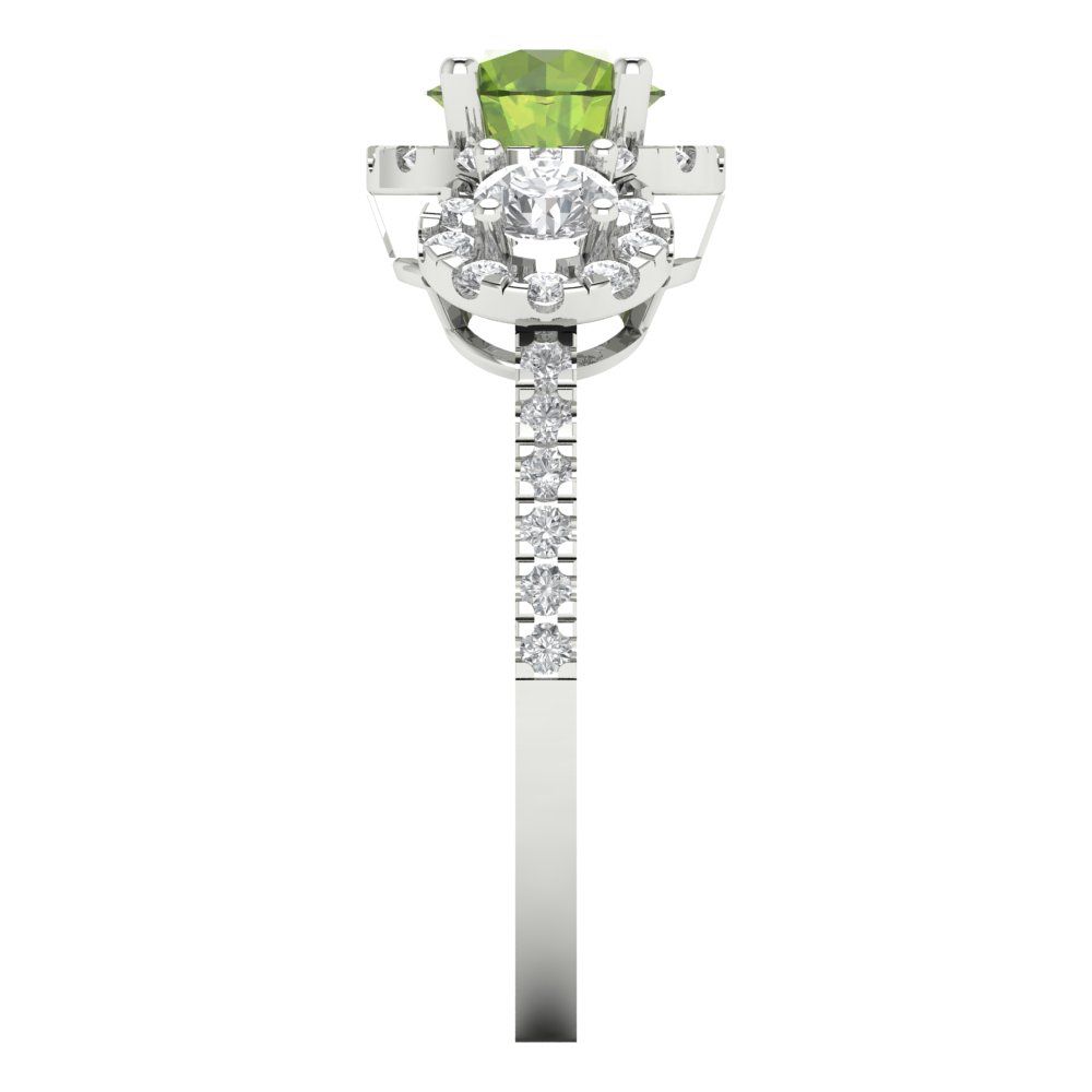 1.46 cttw Natural Peridot Three-Stone Engagement Ring - Solid Gold (Round Cut,6.0mm)
