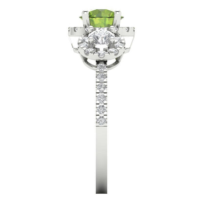 1.46 cttw Natural Peridot Three-Stone Engagement Ring - Solid Gold (Round Cut,6.0mm)