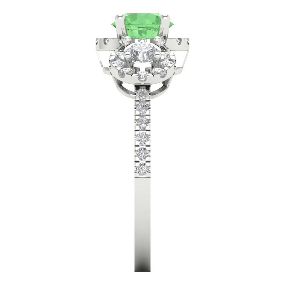 1.46 cttw Zirconia Simulated Green Diamond Three-Stone Engagement Ring - Solid Gold (VVS1, Round Cut,6.0mm)