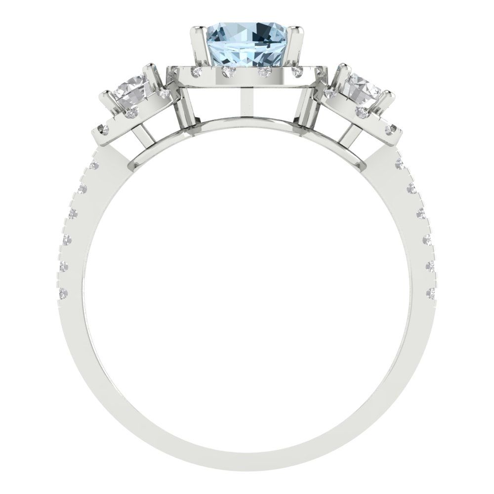 1.46 cttw Natural Sky Blue Topaz Three-Stone Engagement Ring - Solid Gold (Round Cut,6.0mm)