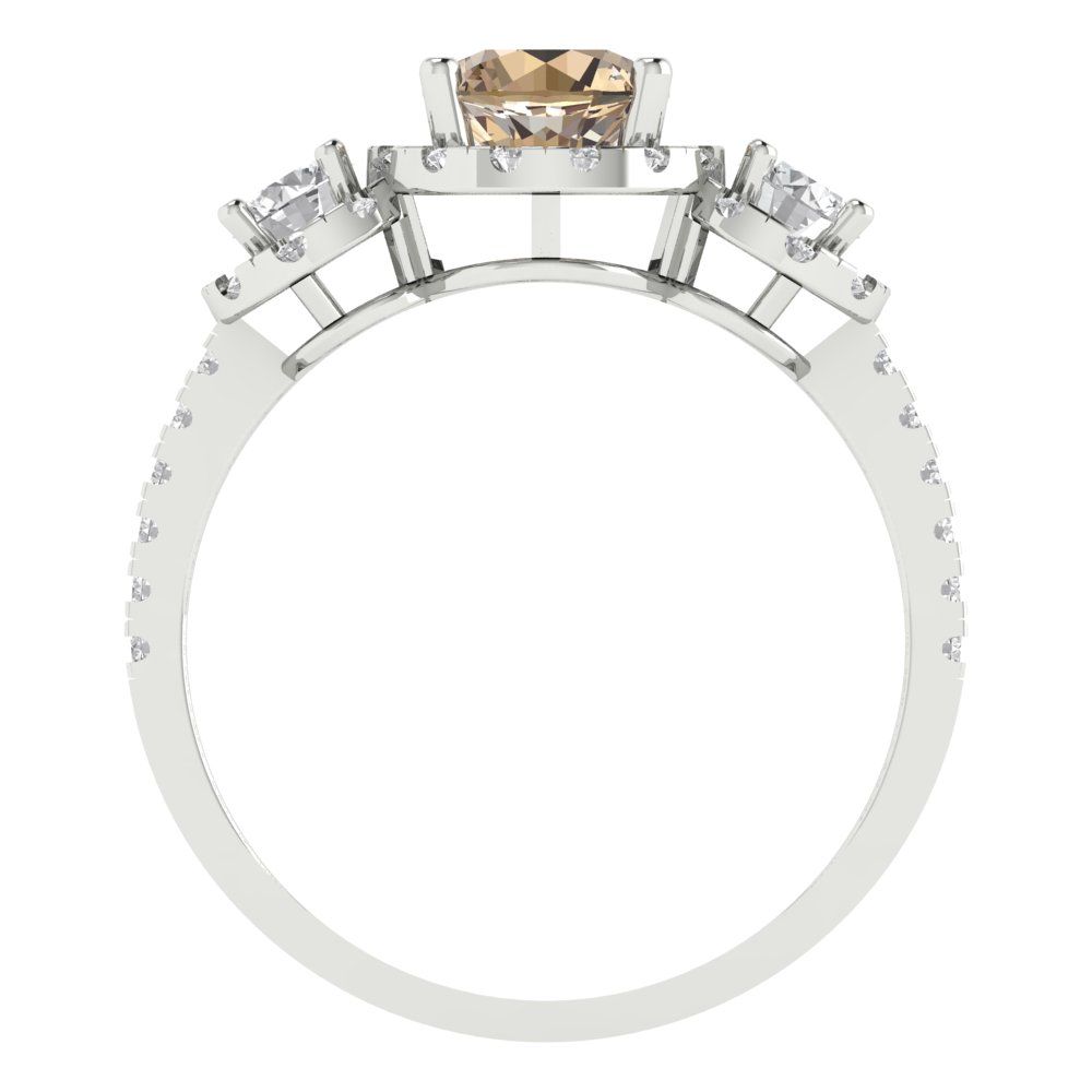 1.46 cttw Yellow Moissanite Three-Stone Engagement Ring - Solid Gold (Round Cut,6.0mm)