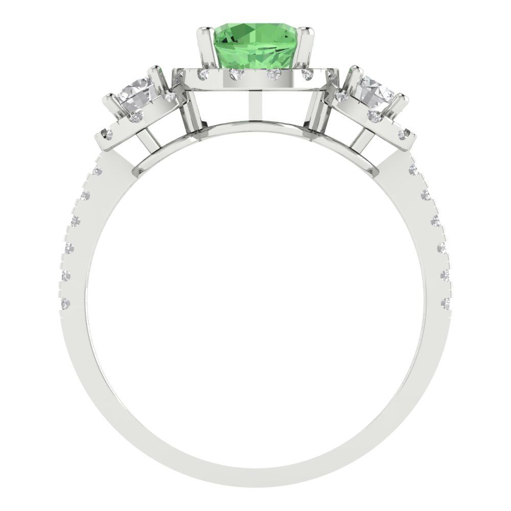 1.46 cttw Zirconia Simulated Green Diamond Three-Stone Engagement Ring - Solid Gold (VVS1, Round Cut,6.0mm)
