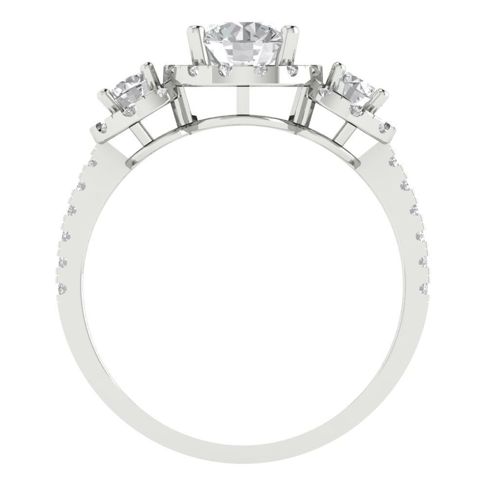 1.46 cttw Certified Moissanite Three-Stone Engagement Ring - Solid Gold (VVS1, D-F,Round Cut,6.0mm)