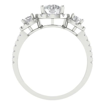 1.46 cttw White Sapphire Three-Stone Engagement Ring - Solid Gold (Round Cut,6.0mm)