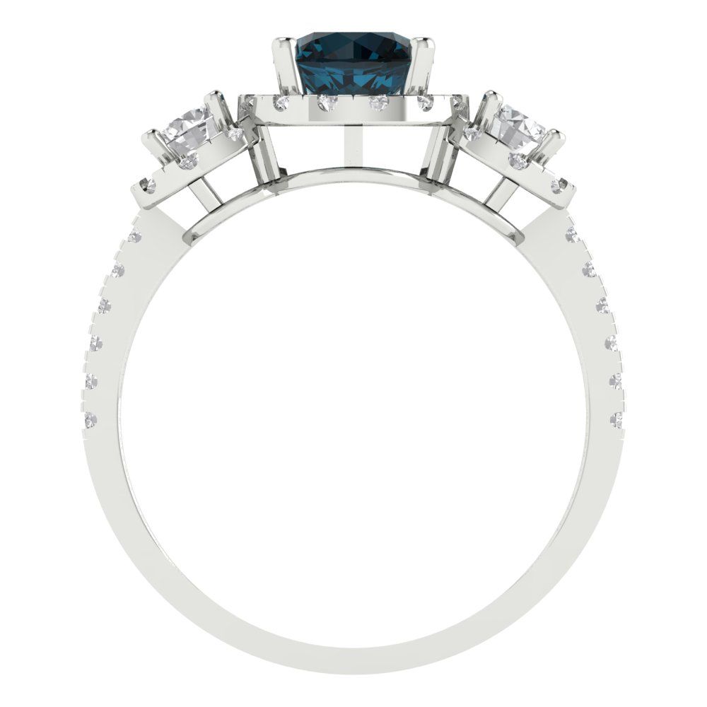 1.46 cttw Natural London Blue Topaz Three-Stone Engagement Ring - Solid Gold (Round Cut,6.0mm)