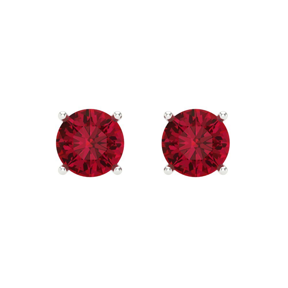 1.5 ctw Pink Tourmaline Studs Earrings | 6mm Round Cut White Gold Screw back | April Birthstone