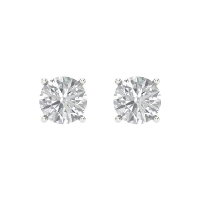 1.5 ctw Zirconia Diamond Studs Earrings | 6mm Round Cut White Gold Screw back | April Birthstone
