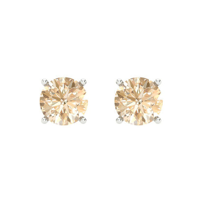 1.5 ctw Morganite Studs Earrings | 6mm Round Cut White Gold Screw back | February Birthstone