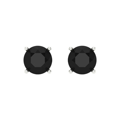 1.5 ctw Onyx Studs Earrings | 6mm Round Cut White Gold Screw back | July Birthstone