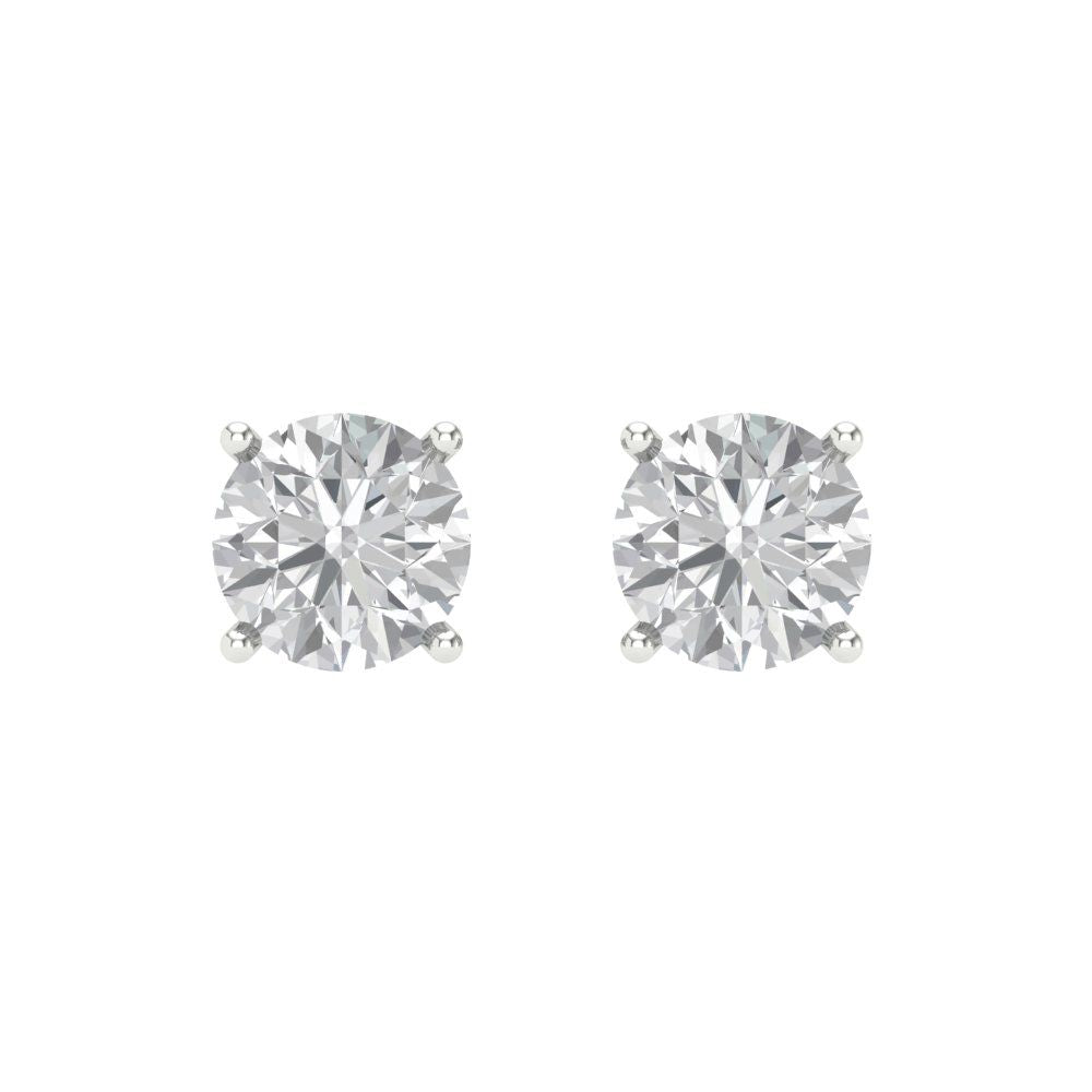 1.5 ctw Moissanite Studs Earrings | 6mm Round Cut White Gold Screw back | April Birthstone