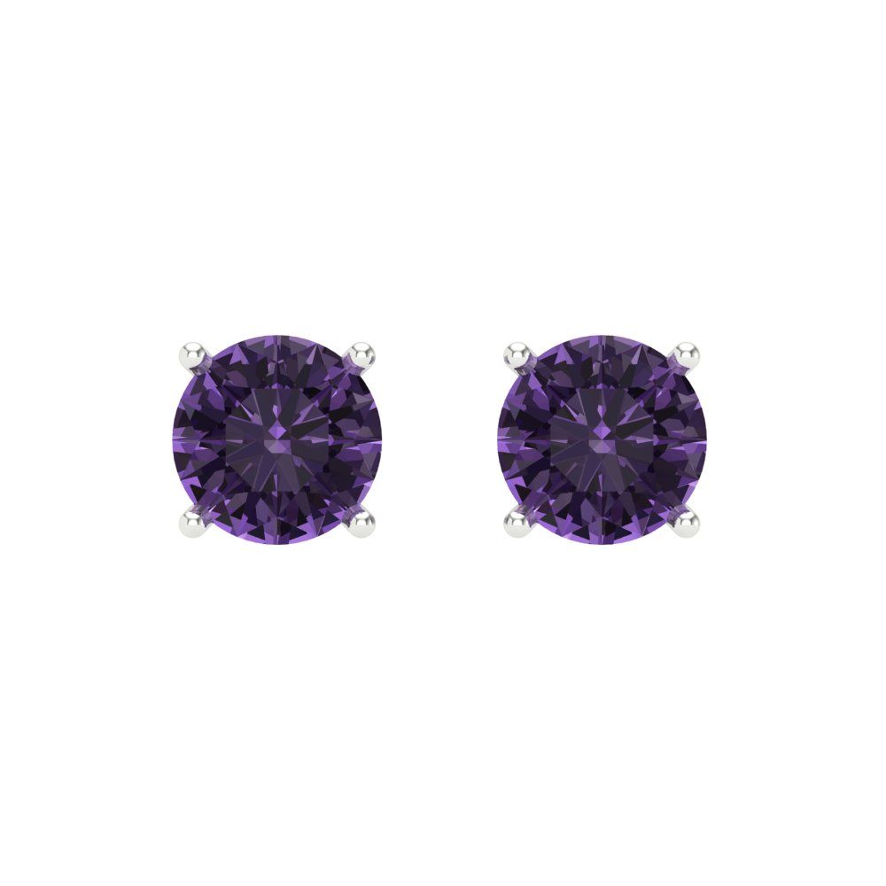 1.5 ctw Alexandrite Studs Earrings | 6mm Round Cut White Gold Screw back | June Birthstone